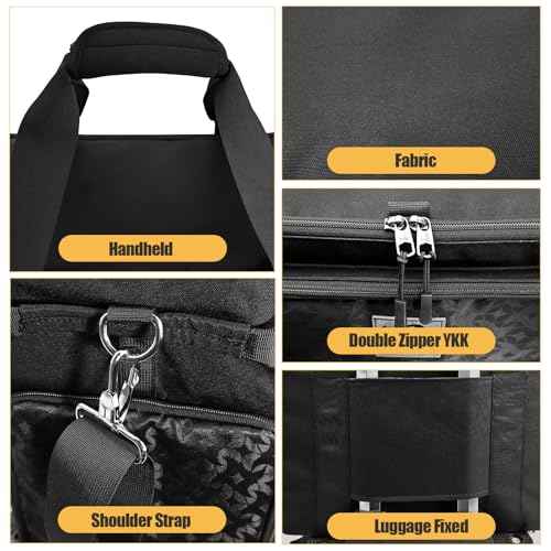 Rolling Makeup Bag with 4 Removable Bags,Professional Makeup Bag with Brushes Storage Section.Cosmetic Bag with Detachable Dividers (Patent Design)(Black)