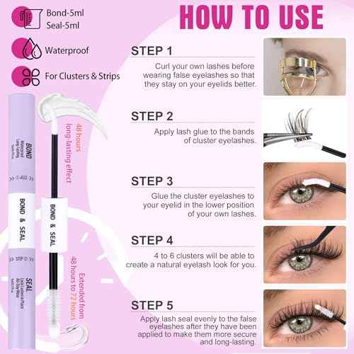 Natural Lash Clusters Kit Wispy Eyelash Clusters Kit with Bottom Eyelashes C Curly Lash Extension Kit with Invisible Band DIY Individual Lashes Kit with Lash Bond and Seal 132Pcs