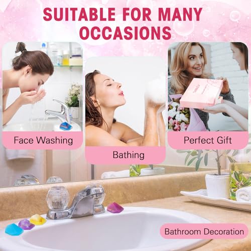 Loopeer 12 Pieces Gemstone Soap with Fragrance Organic Oil Rocks Decorative Hand Soap Bars Bathroom Soap for Bath Face Body Women Men Birthday Christmas Gift Moisturizes, 12 Scent(Cute)