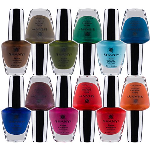 SHANY Nail Polish Set - Nail Lacquer Quick Dry, Full Size, Vibrant, Colorful, Trendy, Semi Glossy, Shimmery, Matte Nail Polish Set - 12 Colors - Funky Collection