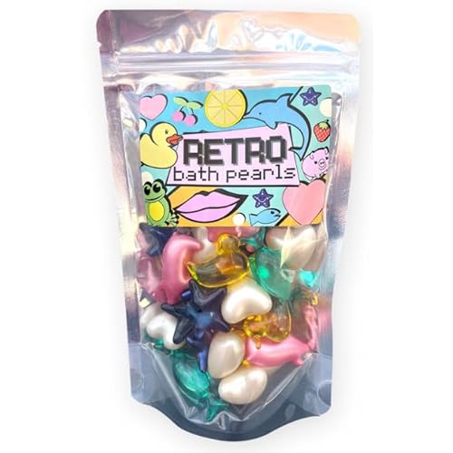 Retro Bath Beads Jumbo Pack of 30. Various Shapes and Scents. Animals, Hearts, Stars, Pearls. Bath Oil Beads Gift for Girlfriend Gift for Mom Gift for Women Birthday Gifts for Women. Bath Pearls.