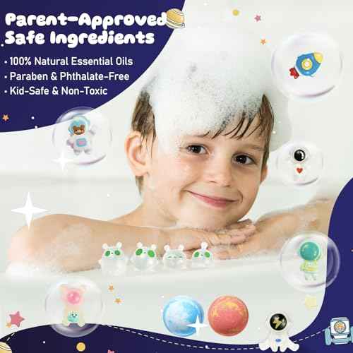 20 Pack Galaxy Bath Bombs for Kids with Space Explorer Toys, Cosmic Adventure Kids Bath Bombs with Astronauts, Rockets, Planets & Glow-in-The-Dark Aliens Inside,End-of-School Year Gifts