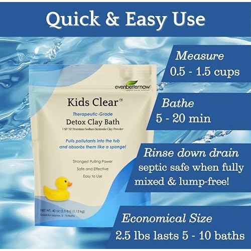 Kids Clear Detox Clay Bath, 100% Pure Sodium Bentonite - Cleansing and Purifying, by -Evenbetternow LLC ? 2.5 lb (40 oz) Standard Size
