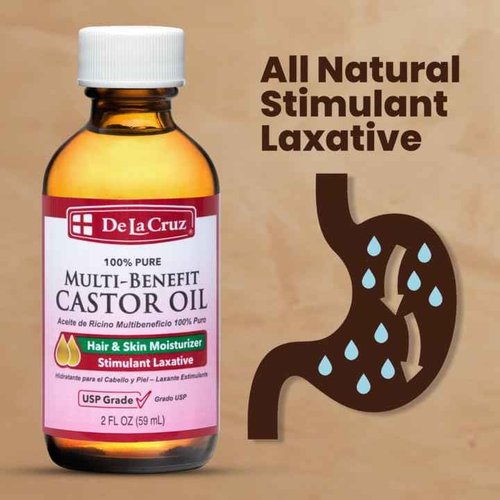 De La Cruz Castor Oil - 100% Pure Castor Oil for Hair, Skin, Eyelashes, and Eyebrows - USP Grade, 2 FL Oz (6 Bottles)