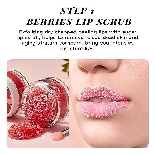 Lip Scrub & Lip Mask Set, Lip Sleeping Mask, Overnight Treatment Lip Care Products, Christmas Gifts for Girls, Moisturize & Nourish, Dry Cracked Lips, Intense Hydration with Vitamin C