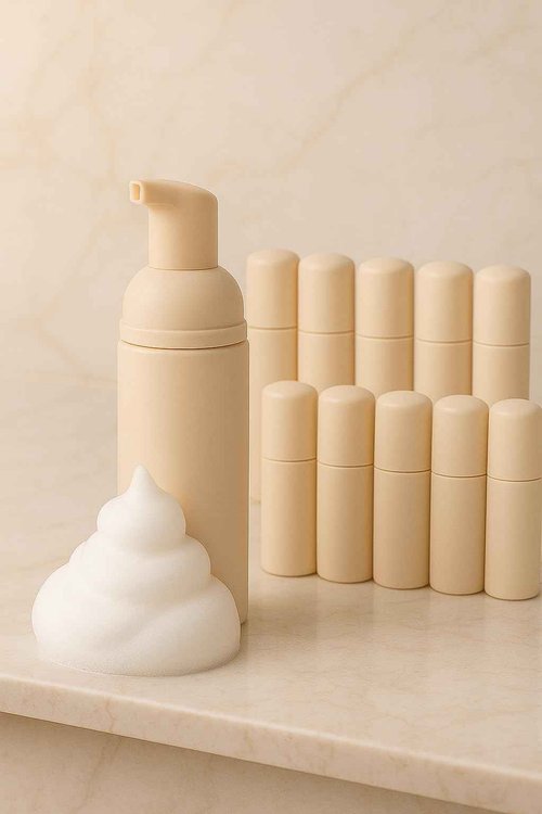 Beeutemaker Foam Pump Bottle (Nude), Empty Travel Size Foam Dispenser Pump for Soap Shampoo, Lash Cleanser(60ml/2oz, 3PCS)