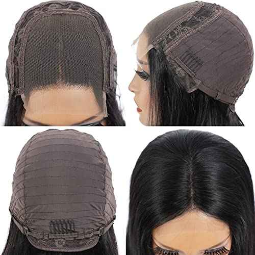 28Inch Straight 4x4 Lace Front Wigs for Black Women Glueless Human Hair Wear and Go Brazilian Virgin HD Transparent Lace Closure Wigs Pre Plucked with Baby Hair
