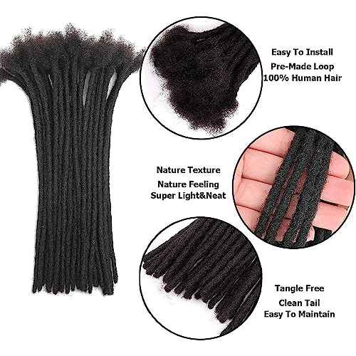 Loc Extensions Human Hair 4 Inch 0.6cm 100 strands Locs Extensions Real Human Hair Natural Black for Women Men 100% Full Handmade Permanent Dreadlock Extensions Human Hair An Be Dyed Bleached Curled