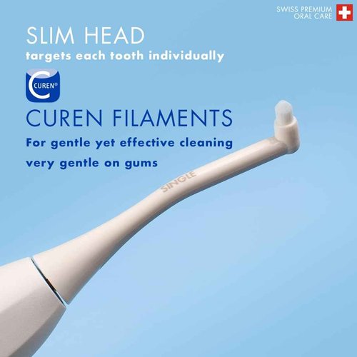 Curaprox Hydrosonic Brush Heads Single Duo – for Precision Cleaning of Braces, Implants & Gum Line | Sonic Toothbrush Replacement Heads, 2-Pack | Swiss Made