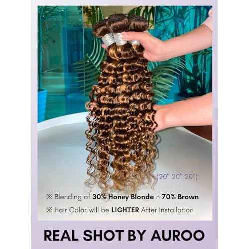 12A Honey Blonde Highlight 2x6 HD Lace Closure with Bundles Deep Wave Human Hair, P4/27 Ombre Brown Curly Brazilian Weave Thick Track 3 Bundles with Kim K 2by6 Closure Pre Plucked 10 12 14+10In