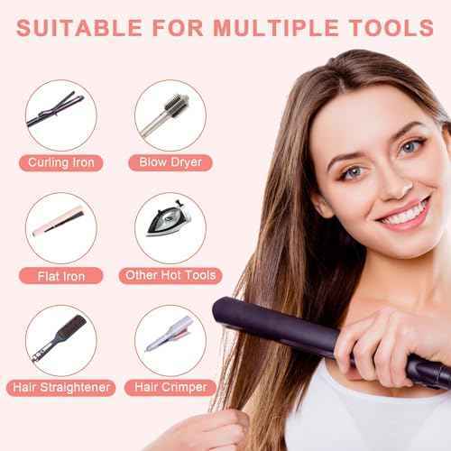 AMIJEAL Oversize Silicone Heat Resistant Mat for Hair Tools, Curling Iron Mat, Hot Tools Holder, Portable Flat Iron Hair Straightener Pad Cover for Travel Vanity Salon(14.2" x 11.0")