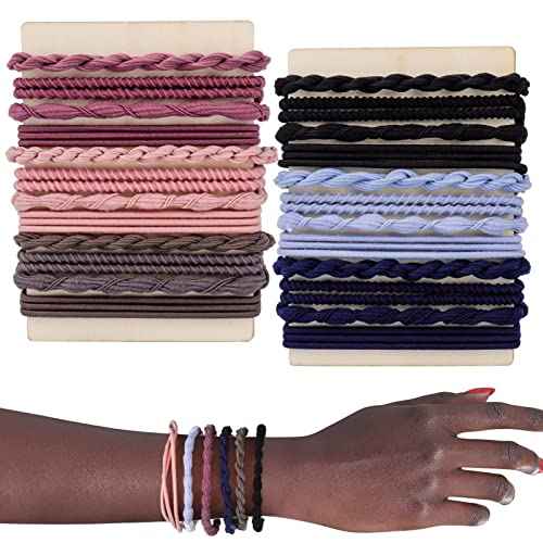AIERSA 24 Pcs Oversize Bracelet Hair Ties for Women/Girls,Will Not Strangle The Wrist,Boho Hair Tie Bracelets,Cute Bracelet Ponytail Holders,No Damage Hair Elastics Band for Thick Hair Curly Hair