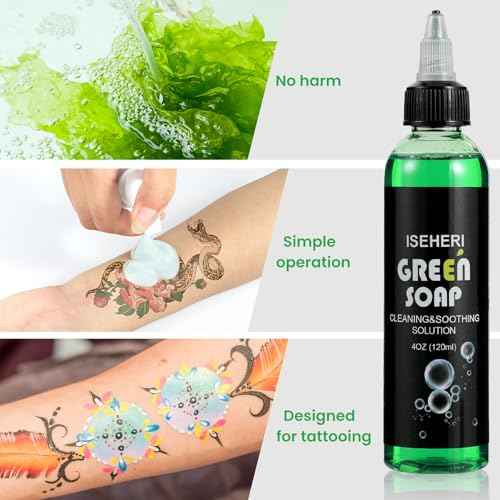 2PCS Ultra Concentrated Green Tattoo Soap 4OZ with Foaming Bottle 120ml, Tattoo Supplies for Tattoos Piercings, Clean Skin Equipment