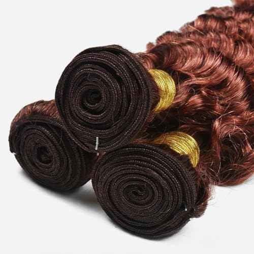Bundles Human Hair 26 28 30 Inch Reddish Brown Deep Wave Bundles Color 33 Human Hair Deep Wave Unprocessed Quick Weave Soft Sewn In Hair Extensions for Black Women