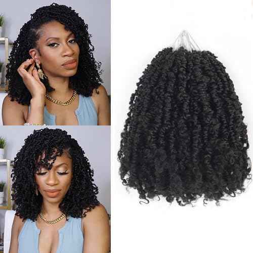 9 Packs Yanky Twist Crochet Hair 12 inch Pre-twisted Passion Twist Crochet Hair Micro Spring Twist Crochet Hair Extensions Suitable for black women.(1B, 12 Inch (Pack of 9))