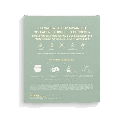 Karuna Collagen Neck & Chest Hydrogel Mask 4-Pack | Firming & Hydrating K-Beauty Masks with Collagen, Peptides & Niacinamide | For Wrinkles & Sagging Skin | Cruelty-Free