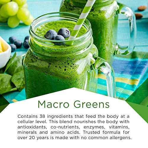 MacroLife Macro Greens Powder 38 Superfood Probiotics Antioxidants Digestive Enzymes & Adaptogen Supplement - Daily Super Green Juice & Smoothie Mix - Non-GMO Vegan Gluten-Free - 10oz (30 Servings)