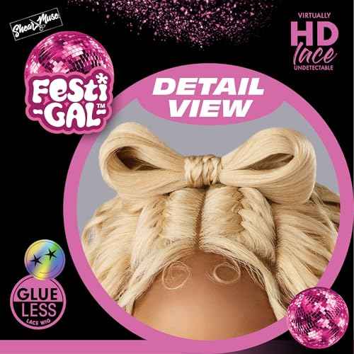 Sensationnel Shearmuse Festigal Lacewig - Ribbon Gal Glueless Laceparting Hand Tied Ready to Wear Synthetic Prestyled Units (BEIGEBLONDE)