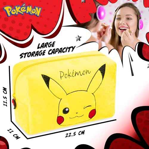 Pokemon Makeup Bag for Women Men and Kids Pikachu Cosmetic Bag Travel Wash Bag Holiday Accessories - Gifts for Women