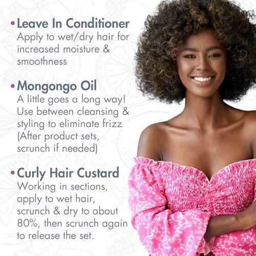 MopTop Curly Hair Products Set, Moisturizing Wavy Hair Routine, Leave-In Conditioner, Mongongo Oil, and Curly Cream and Gel, Defining Lightweight Hold, Women's Haircare Bundle