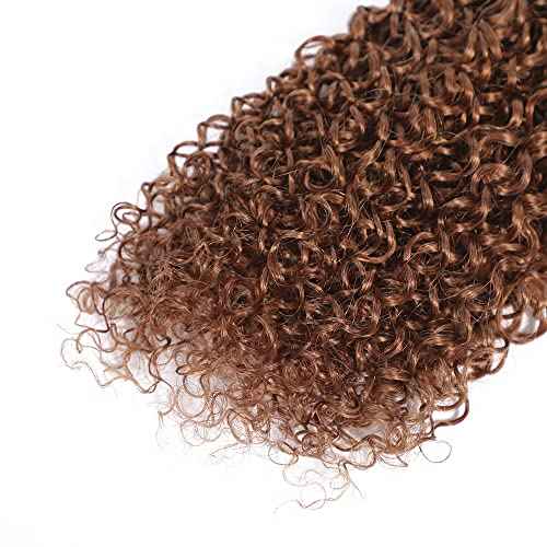 Brown curly Bundles Color #30 Human Hair Bundles Light Kinky Curly Bundles 14 16 18 Inch Mixed Length 3 Bundles Real Brazilian Virgin Auburn Human Hair Extensions Color #30 KInky Curly Bundle