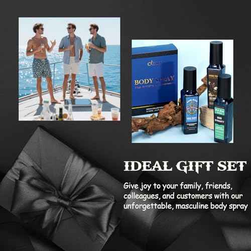 CLESH Fragrance Mist, Body Spray for Men, 3.4 Fl Oz, 3 Pack, Noir Wave, Oud Dynasty, Amber Trail, Long Lasting Mens Body Spray