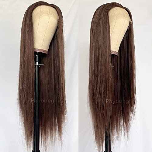 Brown Color Lace Front Wigs Long Straight Hair Synthetic Lace Front Wigs for Fashion Women Heat Resistant Hair