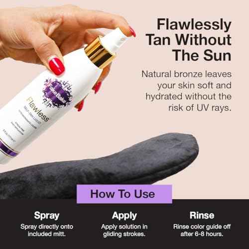 Fake Bake Flawless Self-Tanning Liquid Streak-Free, Long-Lasting Natural Glow For All Skin Tones - Sunless Tanner with Professional Mitt For Easy Application, Black Coconut Scent - 6 oz (Pack of 2)