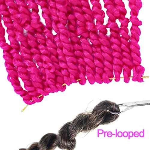 6Packs Long Pink Passion Twist Corchet Hair 32inch Pre-Looped Crochet Braids Long Pretwisted Passion Twist Braiding Hair Extensions for Women(11strands/pack, Pink#)