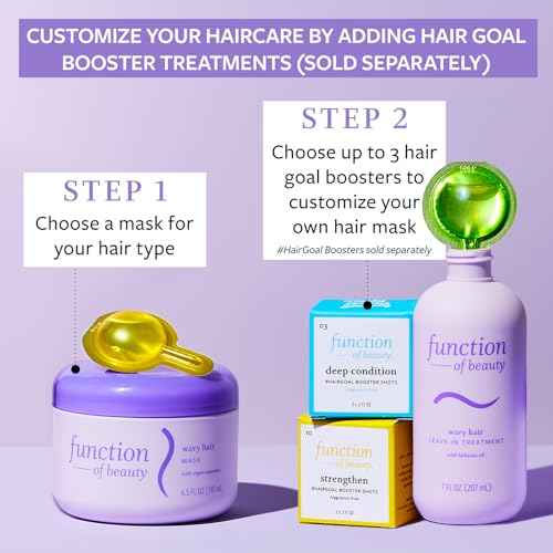 FUNCTION OF BEAUTY Hair Mask for Wavy Hair, 6.5 oz - Deep Conditioning Formula With Argan Oil to Restore Shine & Vegan Squalane to Prevent Hair Breakage, Customizable Haircare
