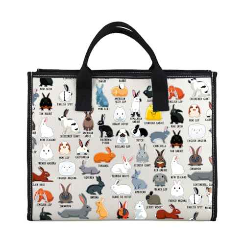 G2TUP Bunny Lover Gift Type of Rabbits Tote Bag Bunnies Owner Handbag Rabbit Lover GiftS Rabbit Fan Gift