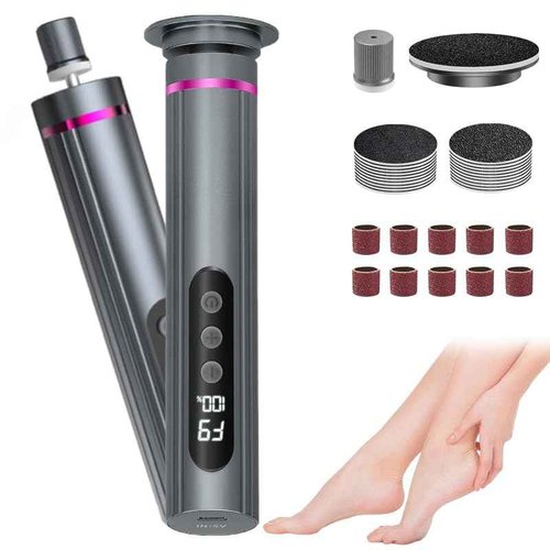Ideal Swan 2 in 1 Electric Feet Callus Remove, Professional Speed Foot File Pedicure Tools, Gray 9 Adjustable Speeds Electric Foot Callus Remover for Cracked, or Tough Skin and Calluses(Gray)