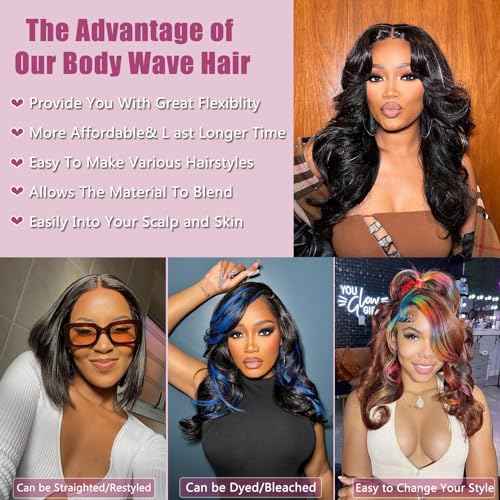 Body Wave Human Hair Bundles with Frontal (16 16 18 18+16Frontal) 12A 4 Bundles Human Hair with Closure 13x4 HD Lace Frontal 100% Unprocessed Brazilian Virgin Hair
