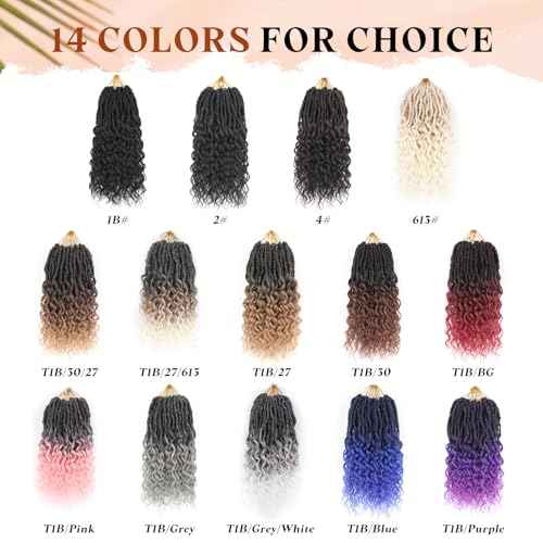 Short Purple Crochet Hair-8 Packs 12 Inch Deep Faux Locs Crochet for Black Women Pre Looped|Prelooped Goddess Locs With Wavy Curly Ends Synthetic Crochet Braids,Lightweight& Natural (12",T1B/Purple#)