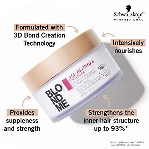 BlondMe All Blondes Rich Mask ? Deep Conditioning Bond Restoring Hair Treatment - Smoothing and Nourishing for Normal to Coarse Color Treated and Natural Blonde Hair