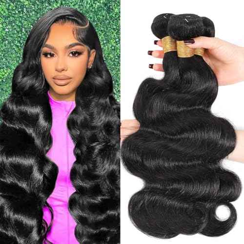 15A Human Hair Bundles 20 22 24 Inch 100% Unprocessed Brazilian Virgin Hair Quick Weave Body Wave 3 Bundles Deals Natural Black Extensions