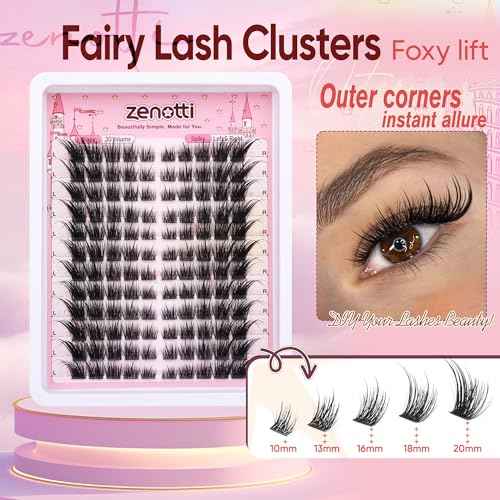 Lash Clusters Cat Eye Cluster Eyelash Extensions Wispy Fox Lashes Cluster Natural Spiky Fairy Individual Lashes Fox Eye Lash Clusters with Spikes Left & Right Eyelashes Clusters 10-20mm by zenotti