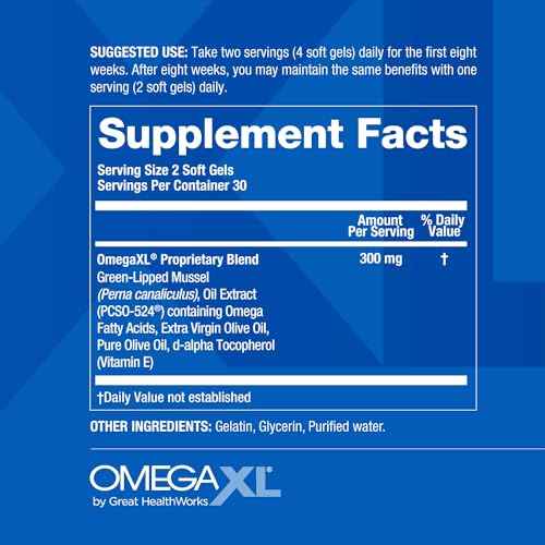 OmegaXL Joint Support Supplement - Natural Muscle Support, Green Lipped Mussel Oil, Soft Gel Pills, Drug-Free, 60 Count + HeartXL 30 Count, High Potency Omega-7 Blend