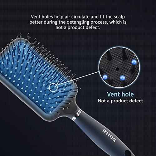 RHOS Paddle Hair Brush for Men-Detangler Brush with Nylon Bristles for Thin,Short,Thick Hairs-Square Cushion Hair Brush for Detangling,Smoothing,Massage(1 Pack-Grey)