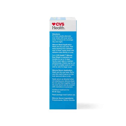 CVS Health Scar Treatment Kit: Silicone Sheets & Serum for Hydration and Scar Reduction - Natural, Medical-Grade Ingredients, Clear