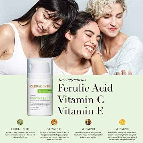 GOLDFADEN MD Brightening Elixir | Serum w/Vitamin C, Ferulic Acid, Vitamin B & Vitamin E | Helps Aid Against The Appearance Of Photoaging | Leaves Skin Feeling Hydrated & Looking Radiant .5 fl oz