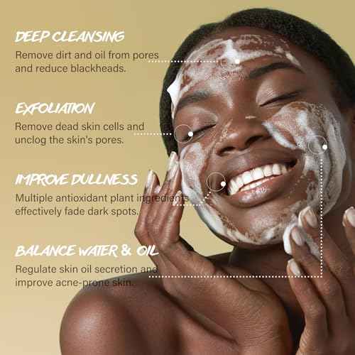 Turmeric Exfoliating Face Wash Vitamin C Facial Cleanser Microdermabrasion Exfoliator Face Scrub Foaming Cleanser Removing Blackhead Acne Moisturizing Soft Natural Skin Care for Women Men