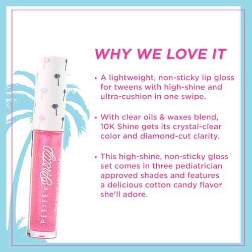Petite 'N Pretty Snow Getter Lip Gloss Set ? Mini 10K Shine Trio for Kids, Tweens & Teens ? Non-Toxic, High-Gloss Sparkly Makeup ? Gift-Ready Clean Beauty Set