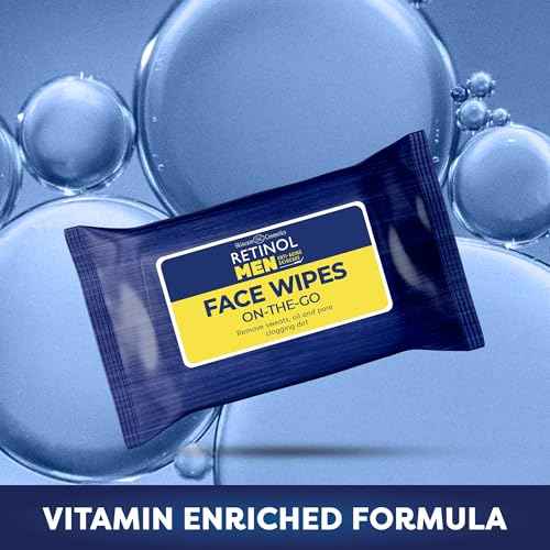 LIVAURA Retinol Men¡¯s Individually Wrapped Wipes, Large Face and Body Wet Wipes with Micellar Water and Vitamins A-C-E, 30 Travel Essentials