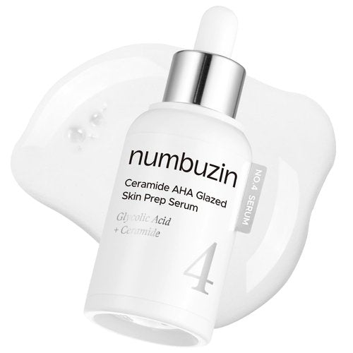 numbuzin No.4 Serum | Ceramide AHA Glazed Skin Prep Serum | Exfoliating, Skin Barrier Repair, Face peel, Korean Glass Face | Glycolic Acid, PHA, Ceramides, Panthenol | 1.01 fl.oz