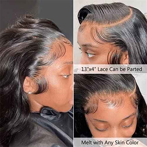 13x4 Body Wave HD Lace Frontal Human Hair 20 Inch Body Wave Ear to Ear Transparent Lace Frontal Only 100% Unprocessed Brazilian Virgin Human Hair Closure Pre Plucked with Baby Hair
