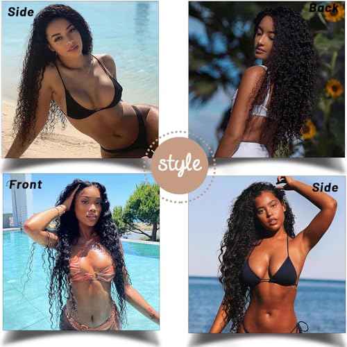 28 Inch Glueless Wigs Human Hair Pre Plucked Pre Cut Closure Wigs Human Hair 180% Density Deep Wave Curly Lace Front Wig with Baby Hair