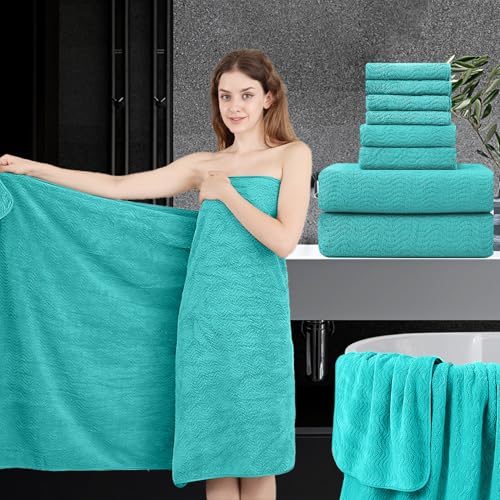 8 Piece Bathroom Towel Set |2 Jumbo Oversized Bath Sheet,2 Hand Towels,4 Washcloths| Extra Large Bath Sheet Soft Towel Set for Bathroom Hotel,Highly Absorbent Quick Dry 600 GSM Towel Set Collections