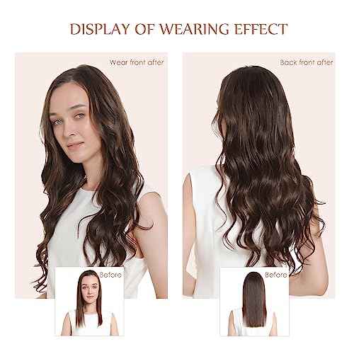 Sisily Clip in Hair Extensions Real Human Hair, 22 inch 170g, Chocolate Brown, 100% Brazilian Remy Human Hair Clip in Extensions Soft Straight 7pcs Per Set with 16 Clips Double Weft