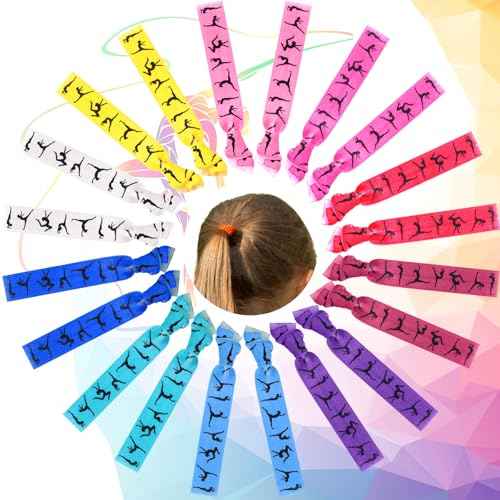 BBTO 20 Pieces Girls Gymnastics Hair Ties Gymnastic Hair Bands Accessories Stuff Ribbon Ponytail Holders No Crease Sport for Christmas Women Team Gifts(Cute Colors)